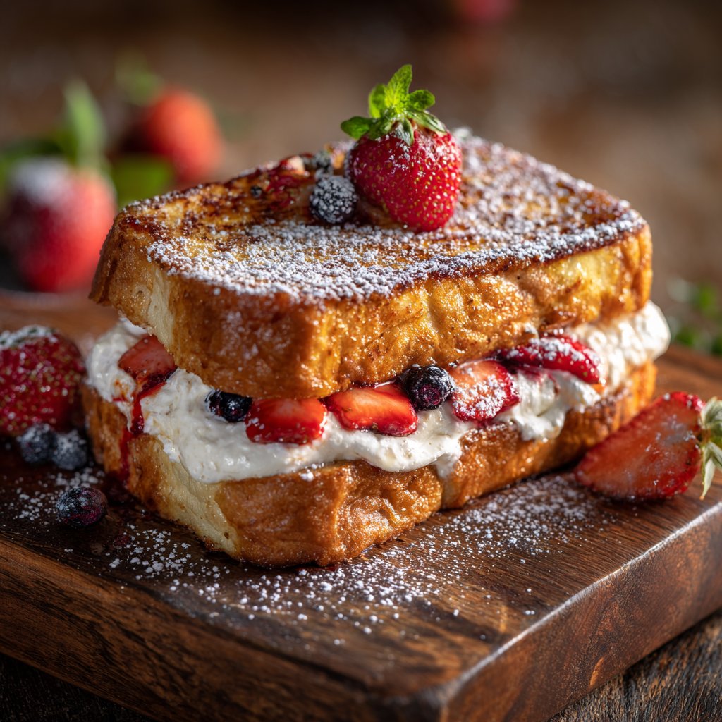 Erdbeer-Frischkäse gefülltes französisches Toast