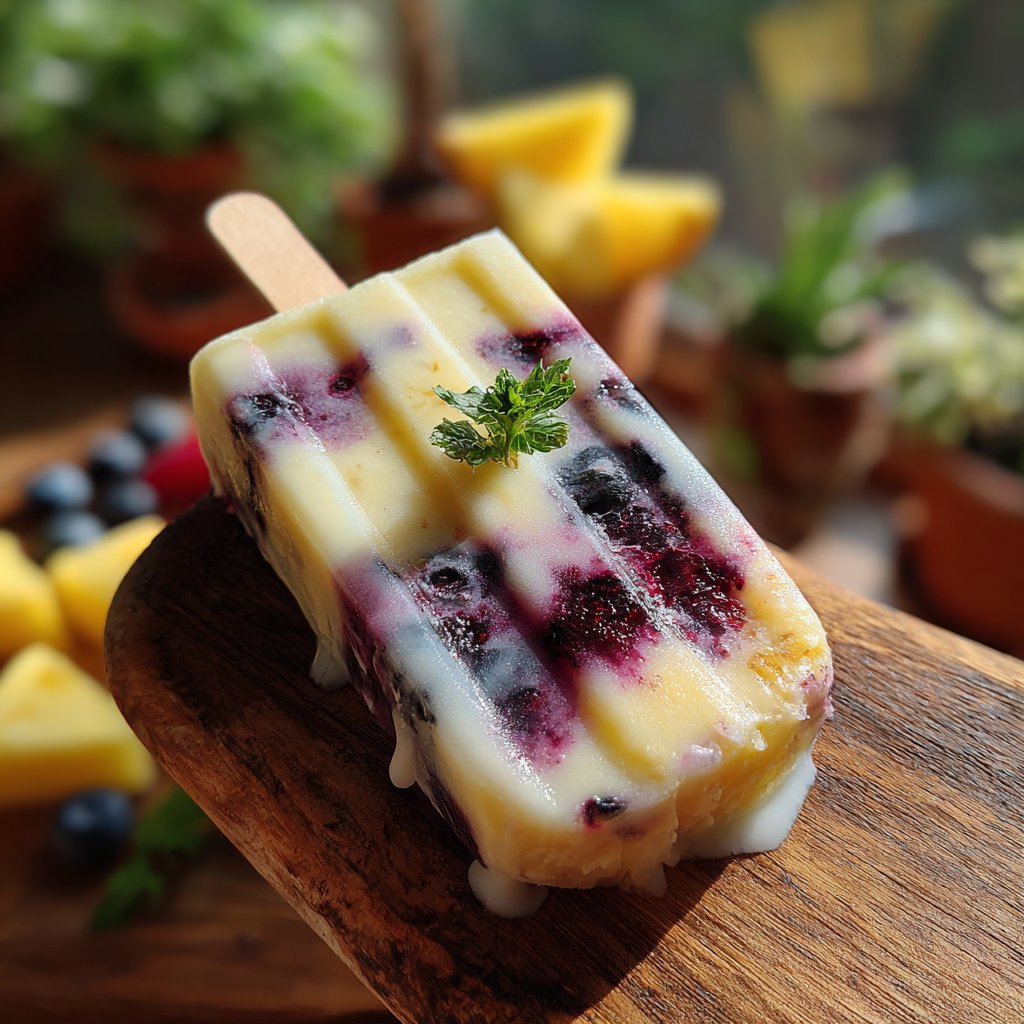 Ananas Blaubeer Smoothie Eis am Stiel