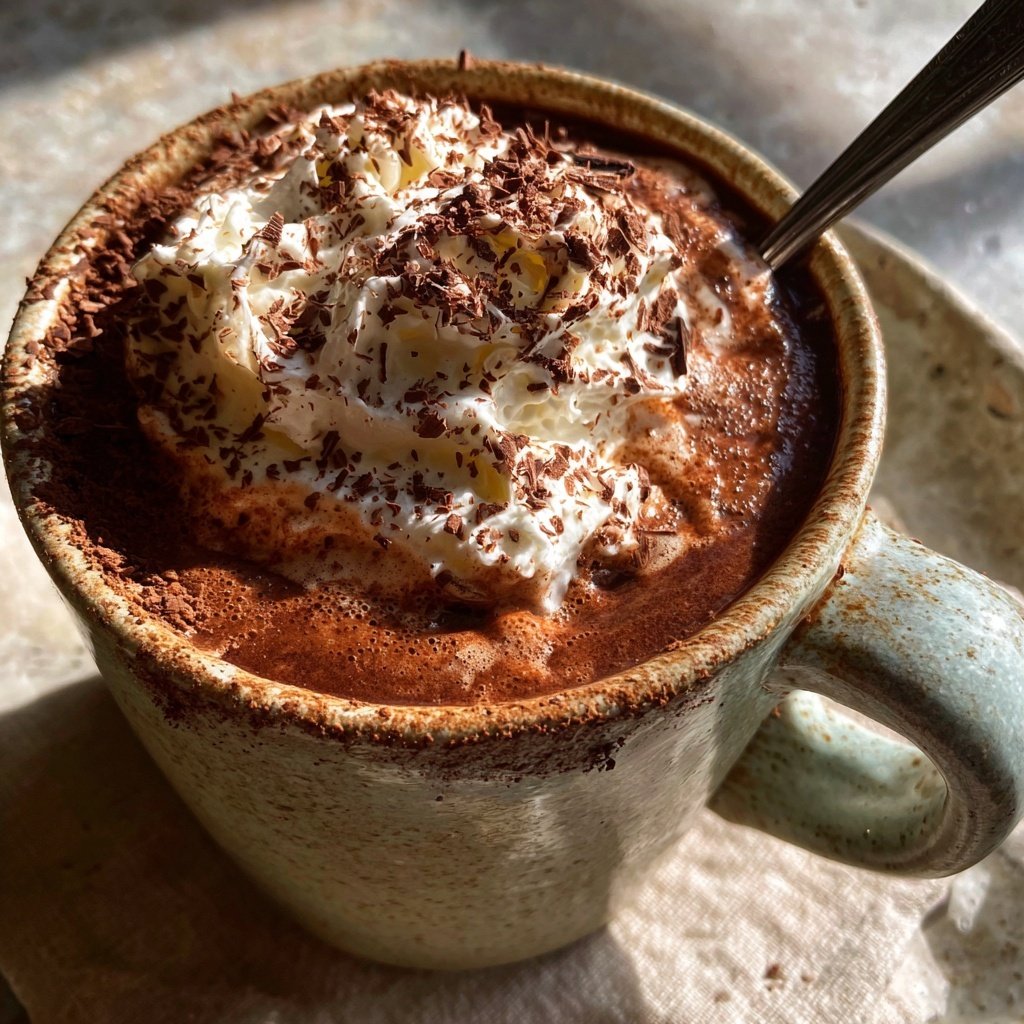 Reichhaltige und cremige heiße Schokolade