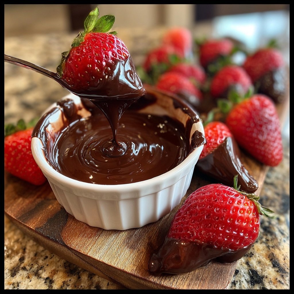 Verspieltes Erdbeer Schokoladen Fondue