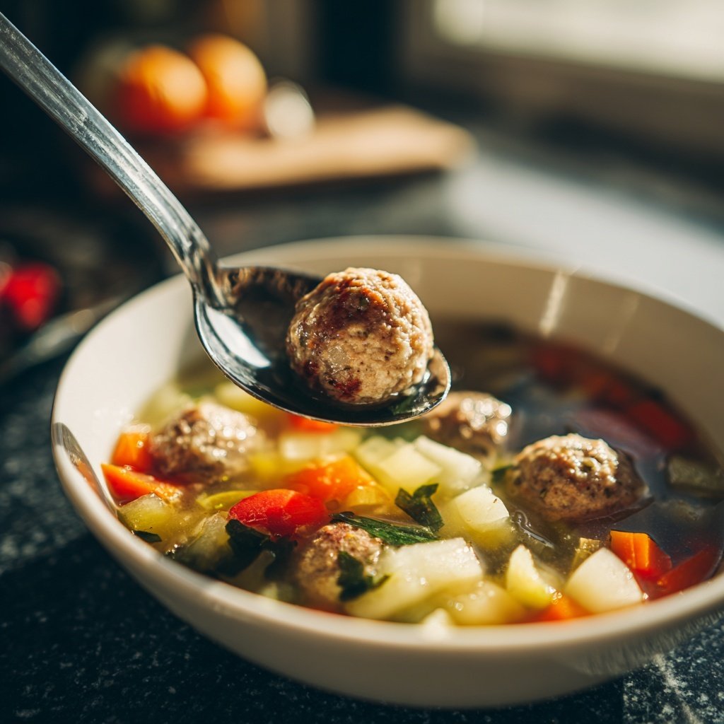 Fleischbällchen Suppe mit Saison Gemüse