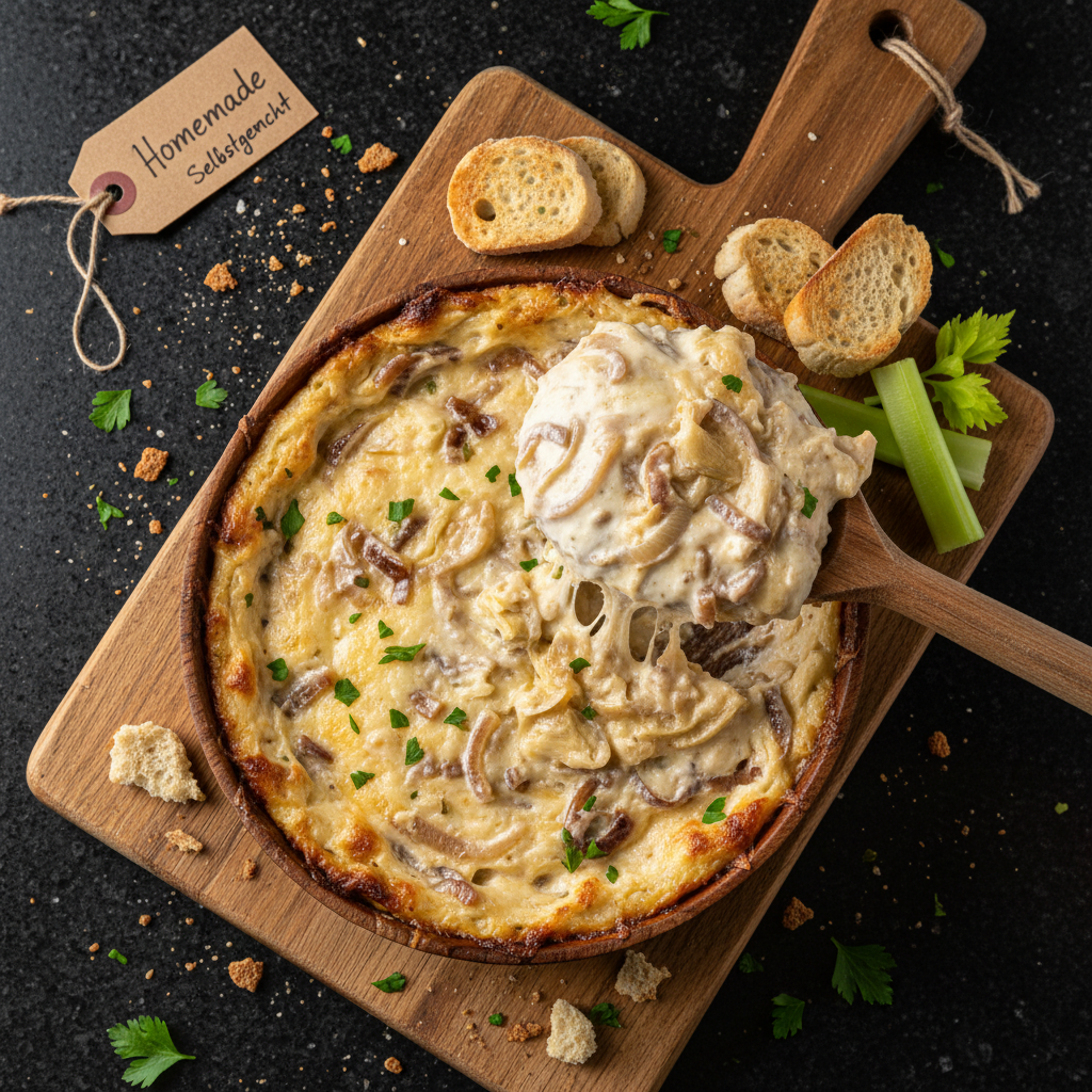 Karamellisierte Zwiebel und Artischocken Dip