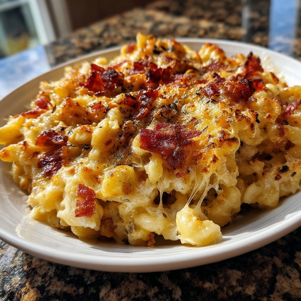 Käsespätzle mit Speck und Zwiebeln