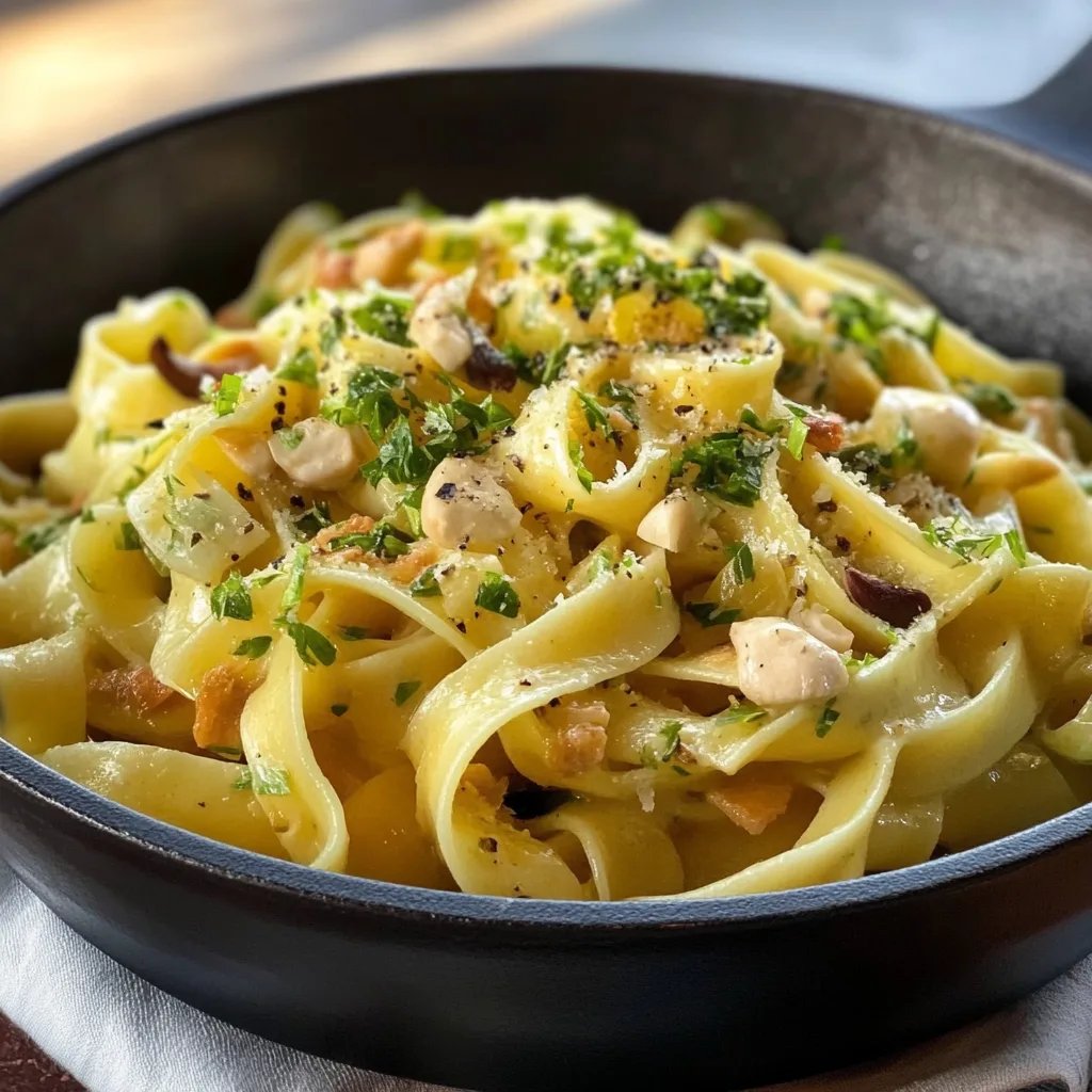 Bandnudeln mit Spitzkohl