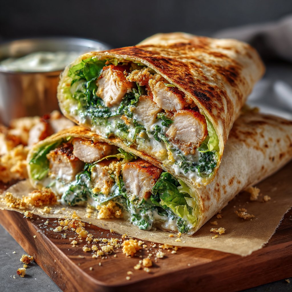 Leckere Huhn Caesar Wraps