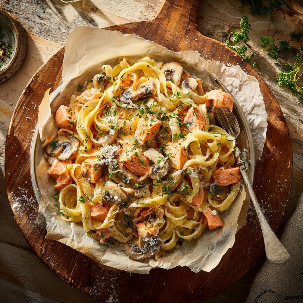 Stroganoff-Style Salmon Pasta