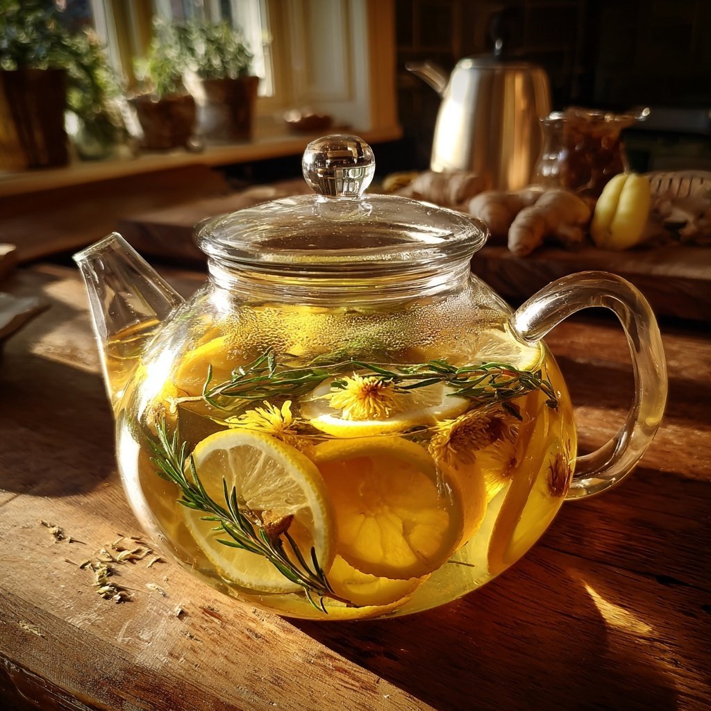 Löwenzahntee mit Zitrone und Ingwer