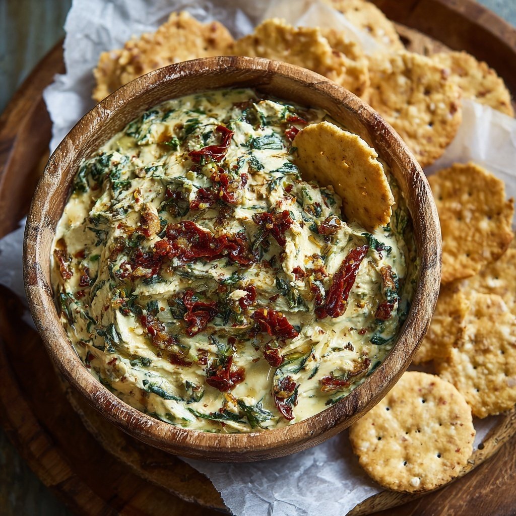 Sonnengetrocknete Tomaten-Spinat-Dip