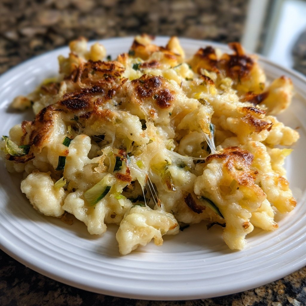 Käsespätzle mit Lauch und Zwiebelbutter