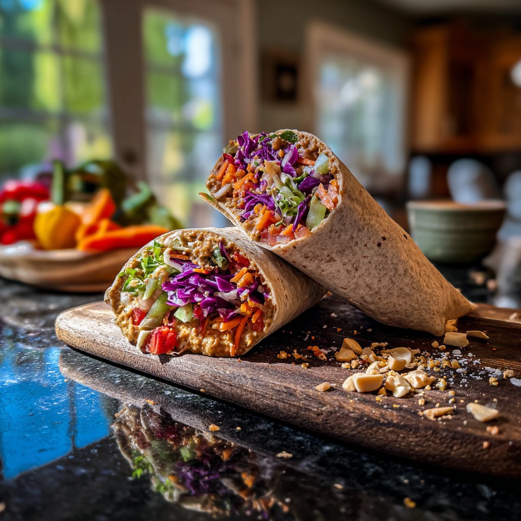 Salatwraps mit Erdnussdressing