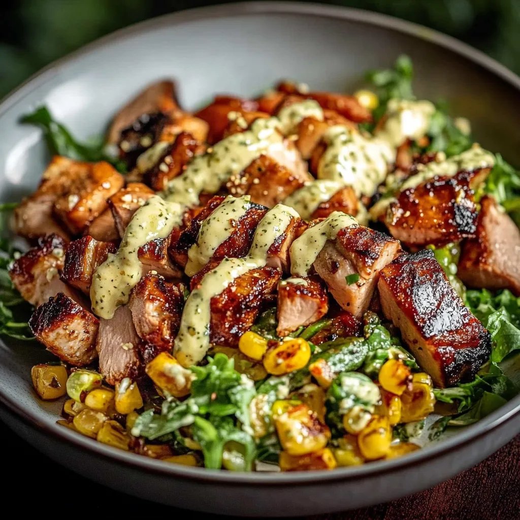 Köstlicher BBQ Hähnchen Salat