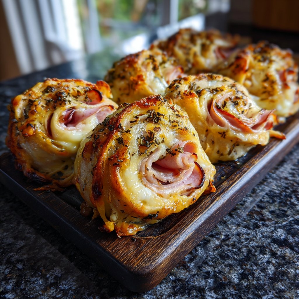 Gebackene Schinken Emmentaler Röllchen