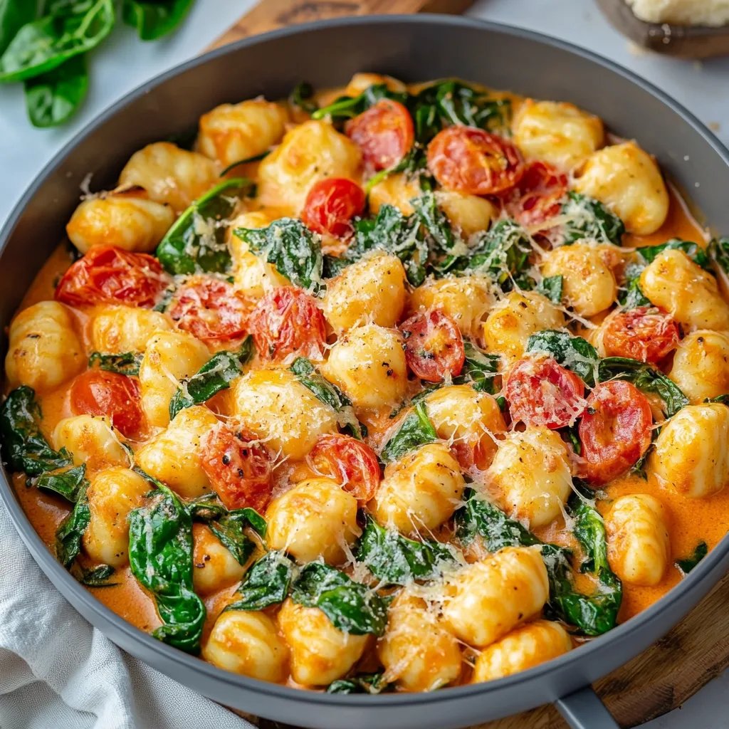Schnelle Gnocchi-Pfanne mit Tomate & Spinat