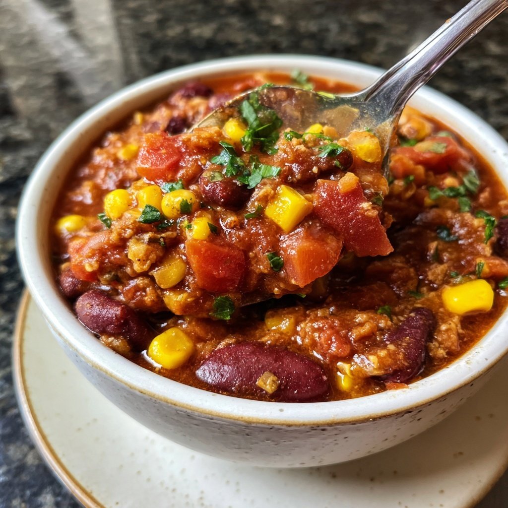 Klassisches Gemüse Chili mit Mais