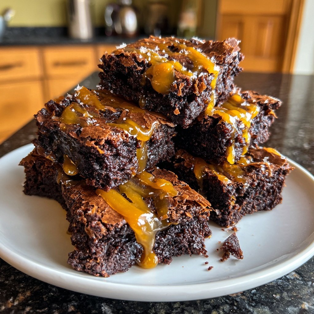 Sauerteig Abfall Brownies mit gesalzenem Karamell