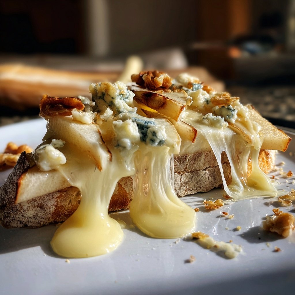 Raclette mit Birne und Blauschimmelkäse