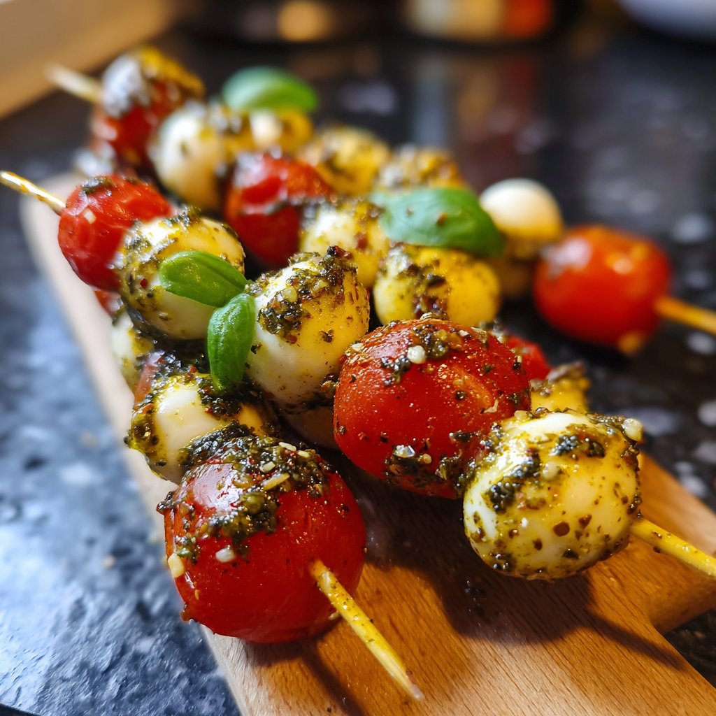 Antipasti Spieße mit italienischem Dressing