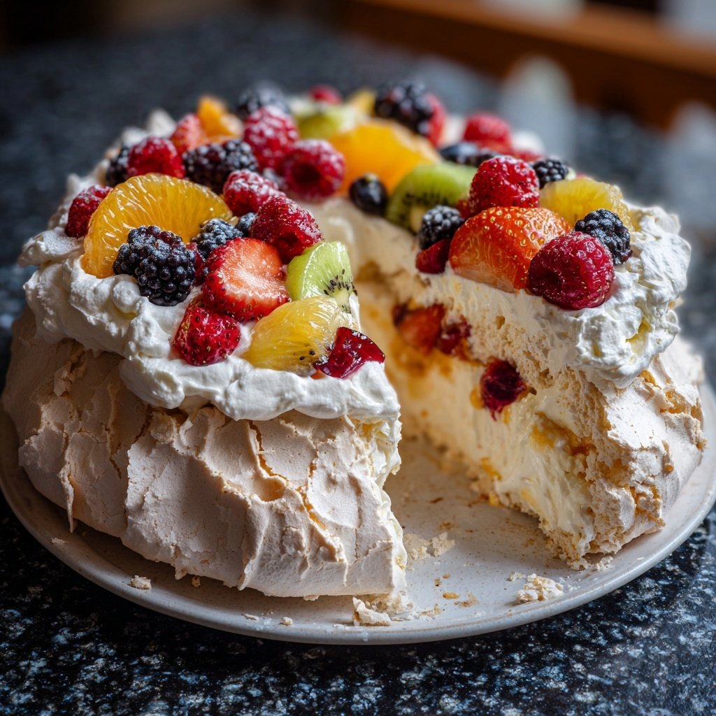 Festliche Zitrus Pavlova mit Beeren