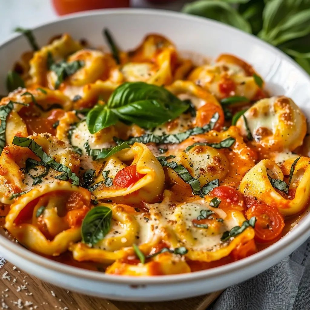 Tortellini-Auflauf mit Tomaten und Mozzarella