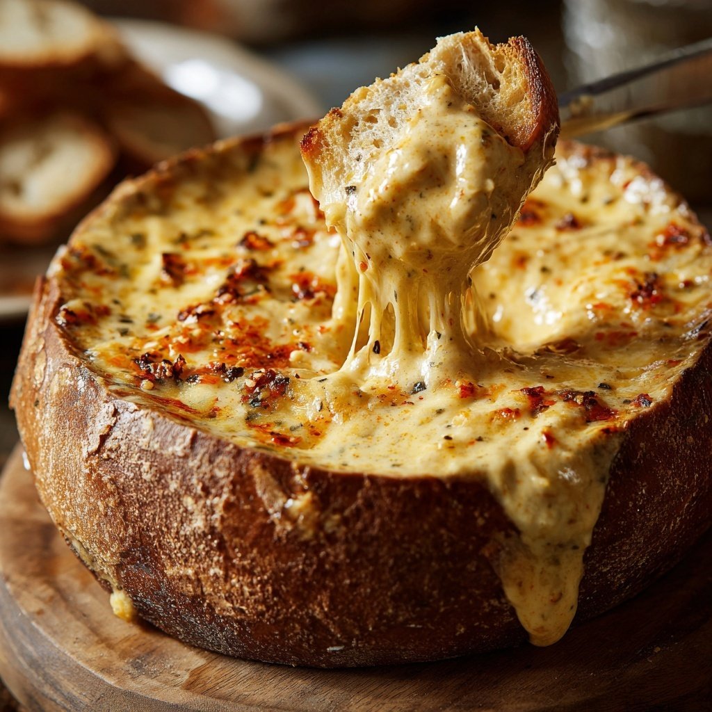 Geröstetes Paprika und Käse Fondue