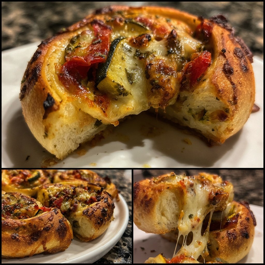 Herzhafte Gemüse Pizza Röllchen